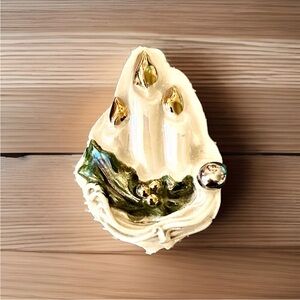 Vintage Amy Lacombe Christmas Candle Pin – Signed Ceramic Brooch